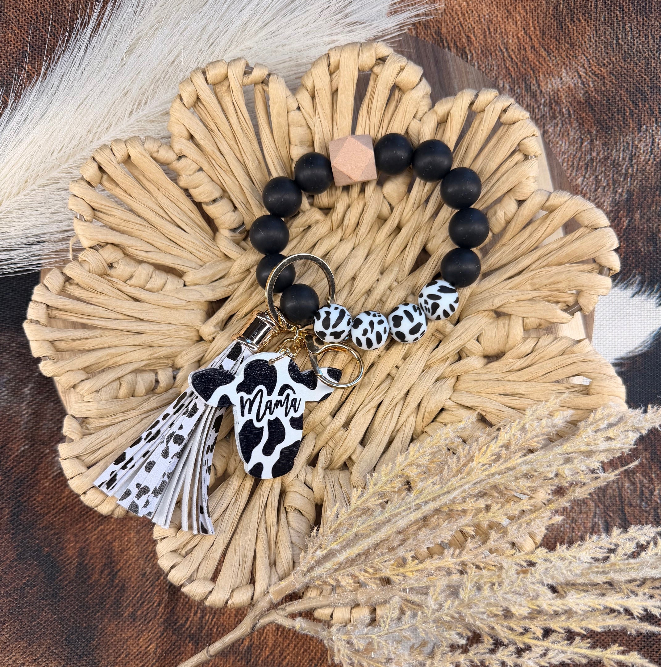 Cozy Cow Wristlet - Black