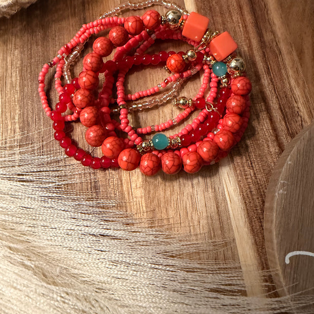 Bloom Bracelet Set (Red)