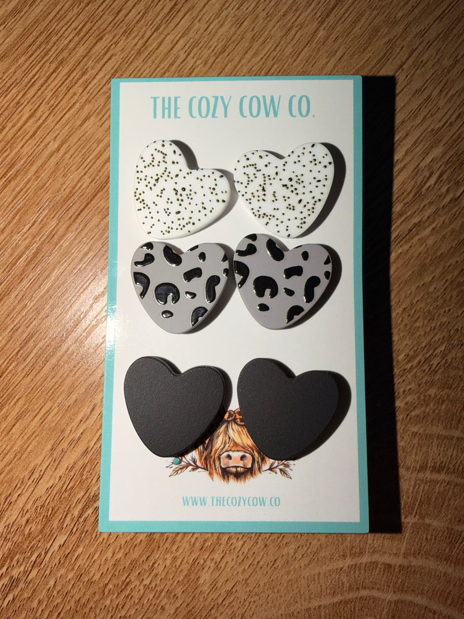 Black heart studs