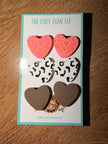 Pink brown heart studs