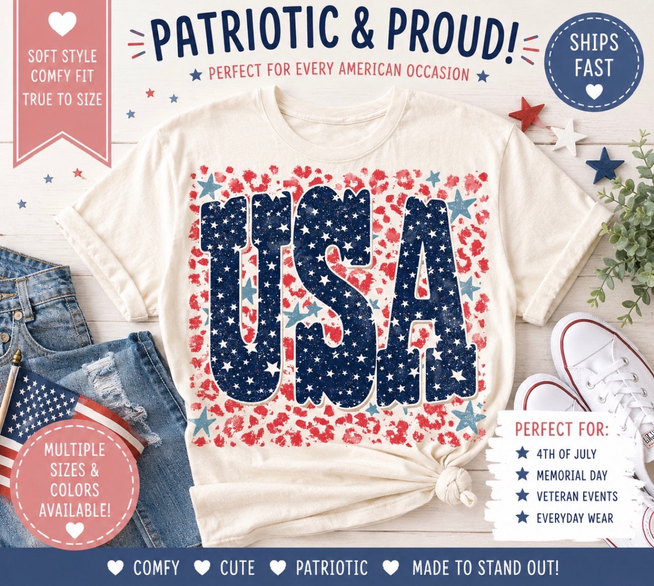 USA Leopard Tee